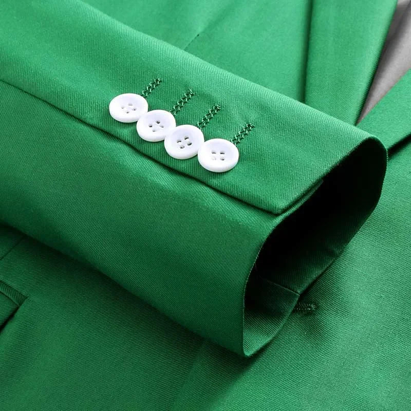 Green Men's Suit Jacket, Single Button V-neck Dress Coat, Fashion Men Slim Blazer, Suitable for All Seasons Terno Masculino