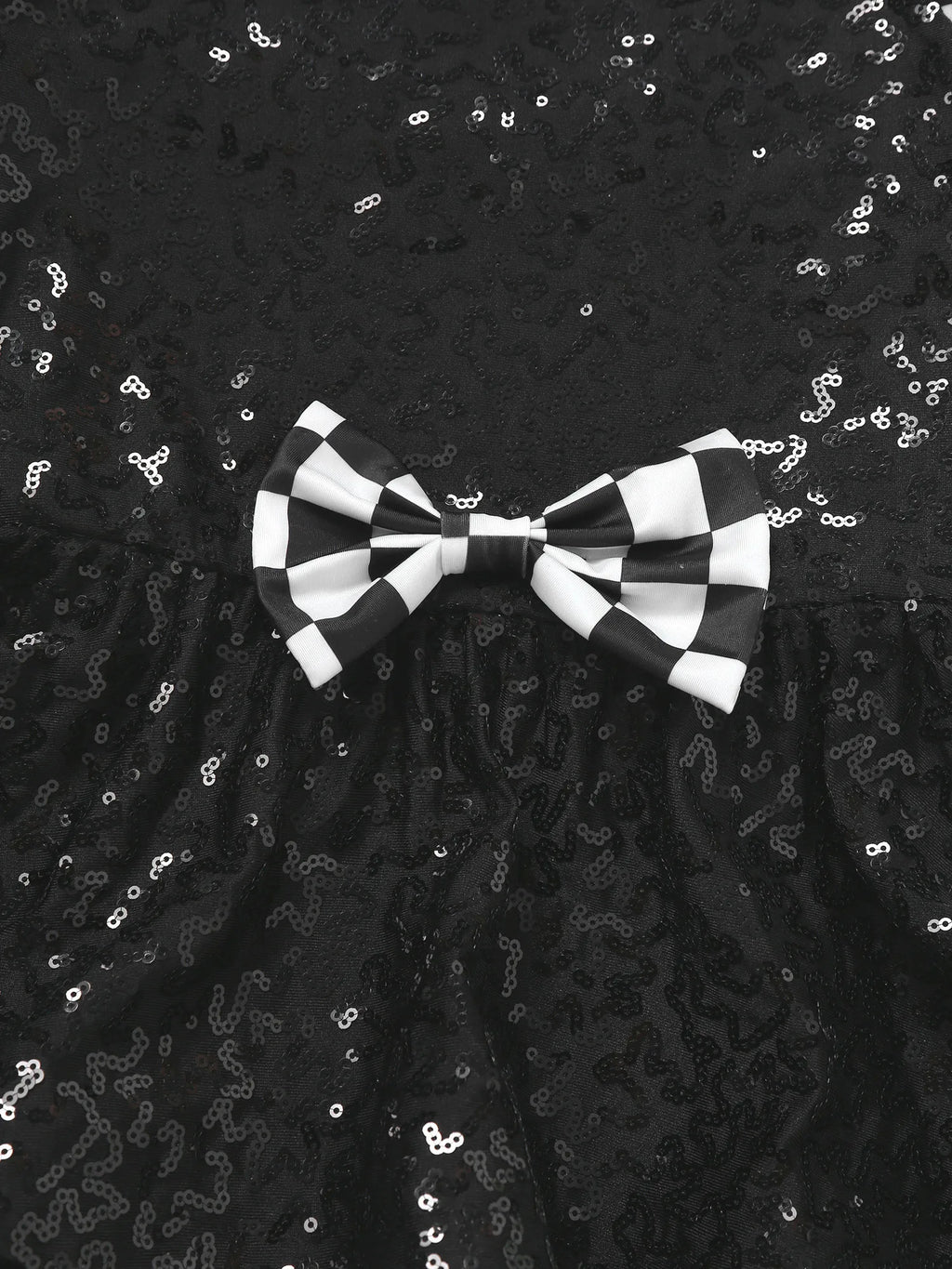 Kids Girls Race Car Driver Costume Child Racer Long Sleeve Sequins Tutu Dress Halloween Cosplay Party Carnival Fancy Dress Up