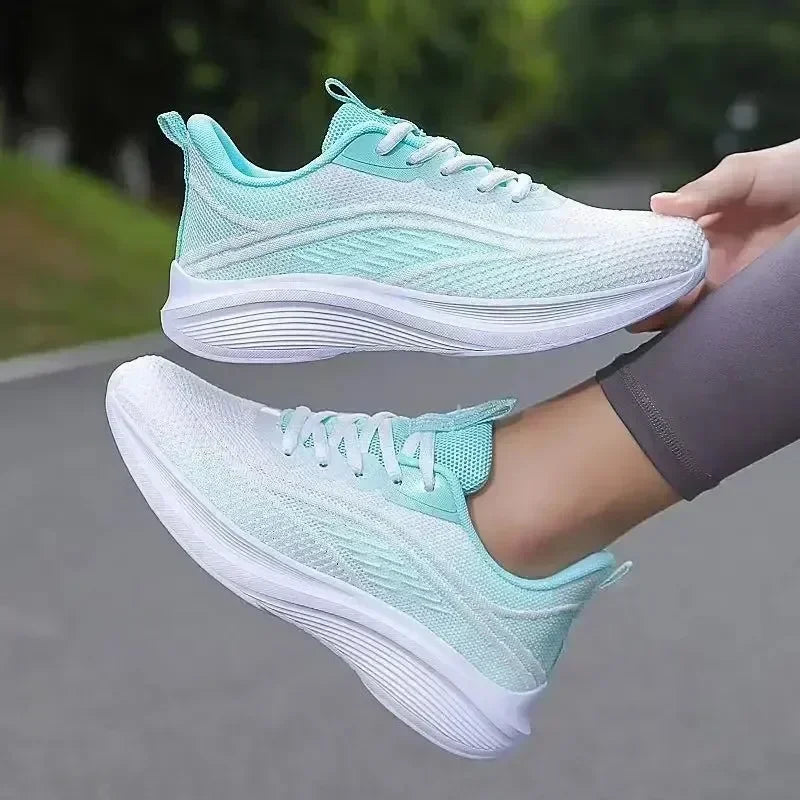 Breathable Lace-up Running Shoes for Women Air Cushion Athletic Sneakers Lightweight Air Mesh Outdoor Sports Training Shoes