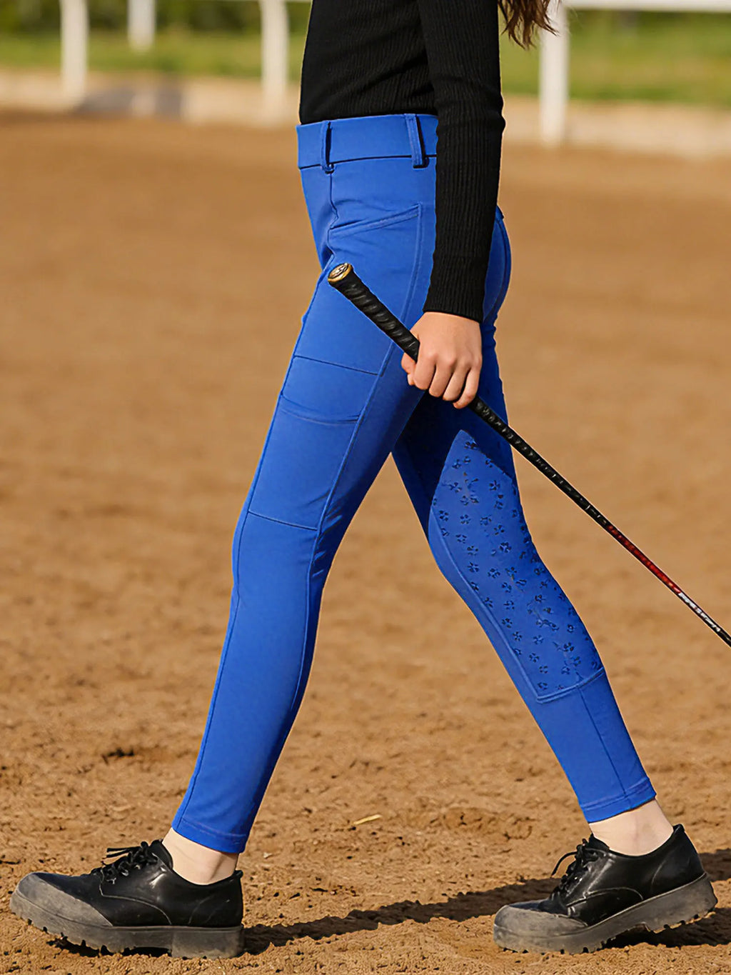 Kids Boys Girls Horse Riding Pants Sports Anti-slip Full Seat Equestrian Breeches Leggings with Multiple Pockets Outdoor Workout