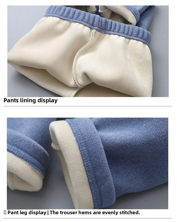 Kids Thermal Underwear Set Fleece Lined Winter Pajamas Boys Girls Warm Two Piece Outfit