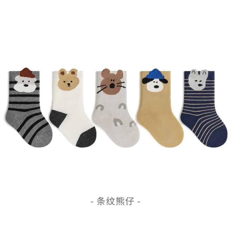 5 Pairs/Lot Boys Children Socks 0-12 Years Cartoons Baby Socks Soft Cotton Comfortable Toddler Kids Socks Girls Knee High Socks