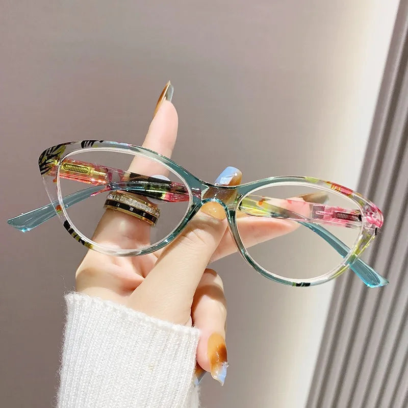 Reading Glasses For Women/Men-Blue Light Blocking Computer Reader Cat Eye Frame Trendy Fashion Clear Lens Fake Eyeglasses