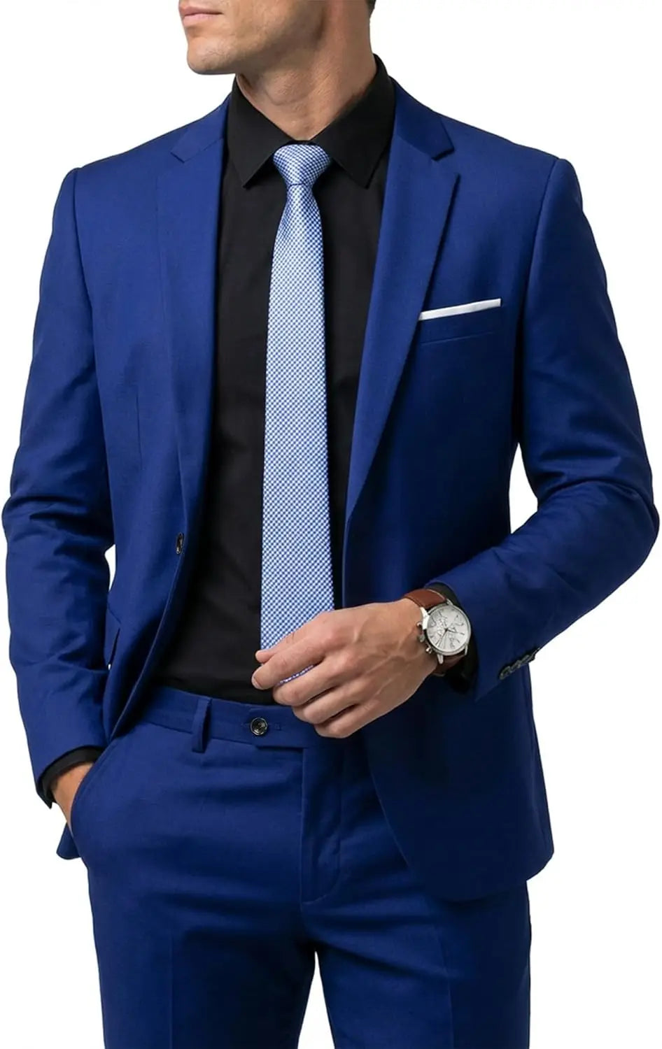 Men's 2 Piece Suit  One Button Slim Fit Solid Jacket  Pants Set Suits for Men Party Wedding Prom  Business