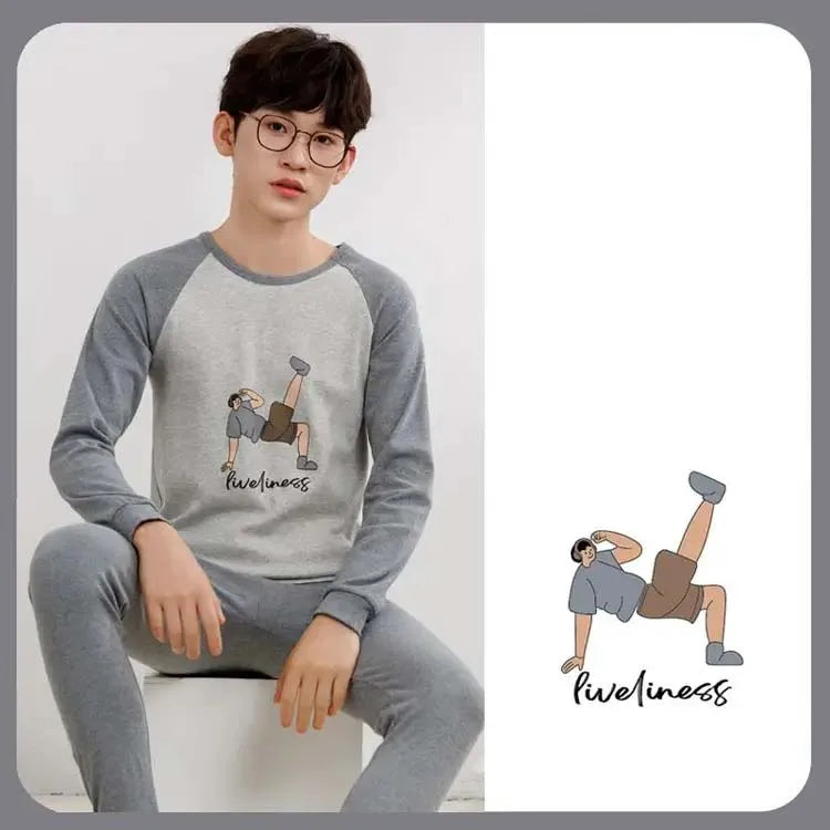 Teens Pijamas Long Sleeve Cotton Pyjamas Kids Clothes Sets Cartoon Big Boy Sleepwear Cute Pajamas For Girls 10 12 14 16 18 Years