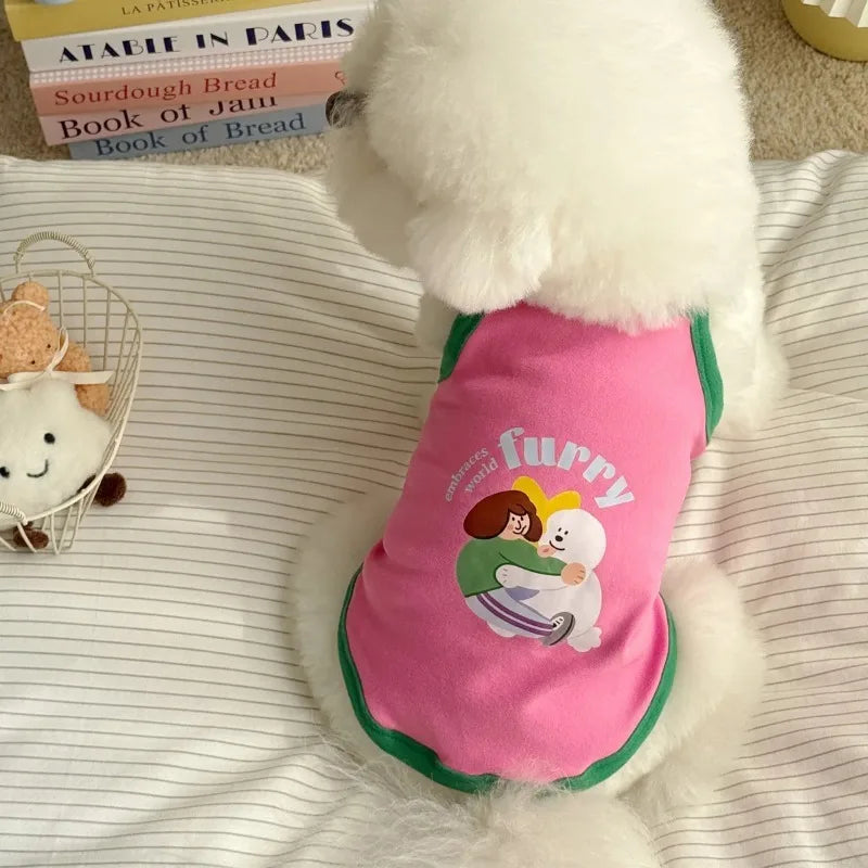 Cute Summer Pet Dog Clothes Camisole Vest Thin For Small Dog Cat Dress Printed Cute Comfortable Couple Clothing Puppy Clothes