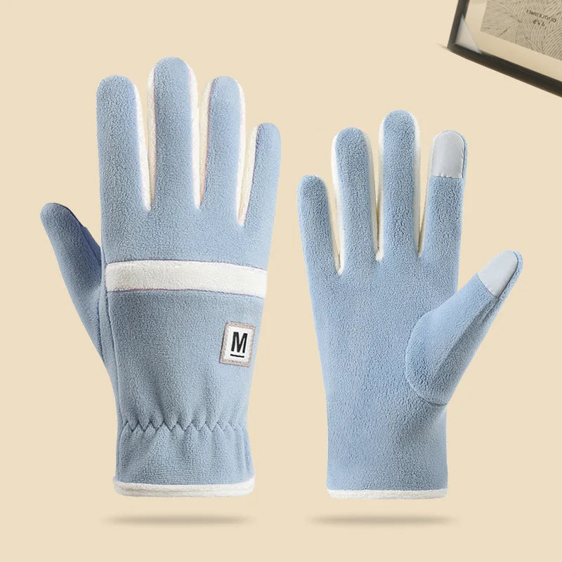 Winter Cycling Gloves for Women, Windproof Gloves for Sports and Running, Fleece-Lined and Thickened Thermal Gloves, Touchscreen Gloves