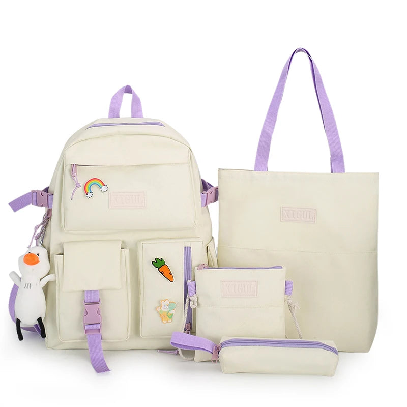4 Pcs Sets Children's School Backpack Kawaii Women's Backpack Bookbag School Bags for Teens Girls mochilas para niñas 가방 рюкзак