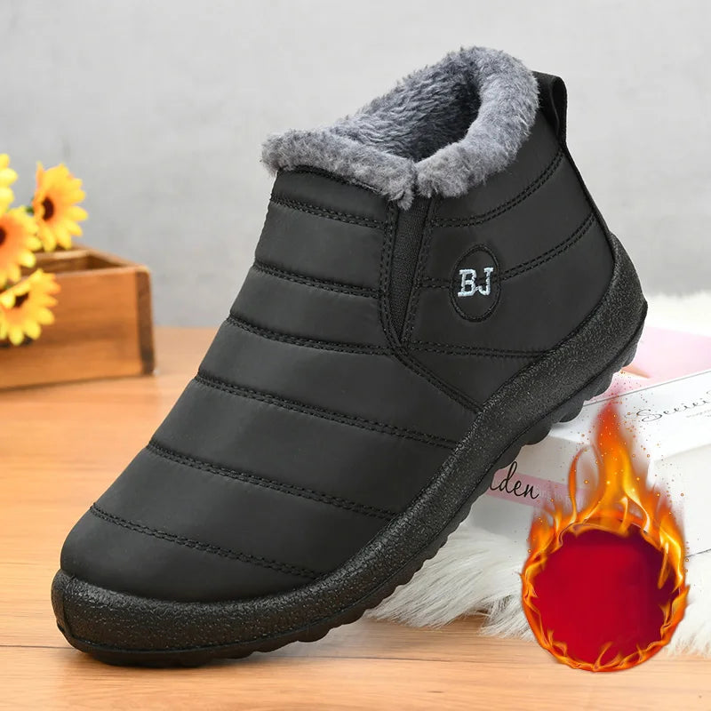 Snow Boots Woman Keep Warm Shoes Woman Slip On Ladies Shoes Flat Ankle Boots Waterproof Couple Soft Botas Mujer Winter Boots