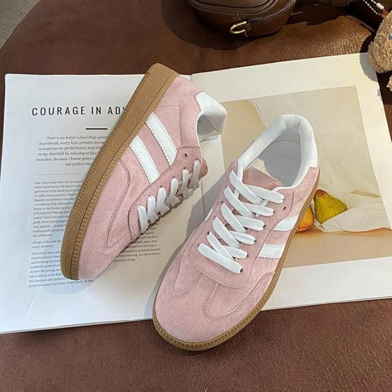 Women Tennis Sneakers Flats Ladies Fashion Lace-Up Vulcanized Shoes  Autumn Outdoor Trainers Student Board Shoes Women  Footwear