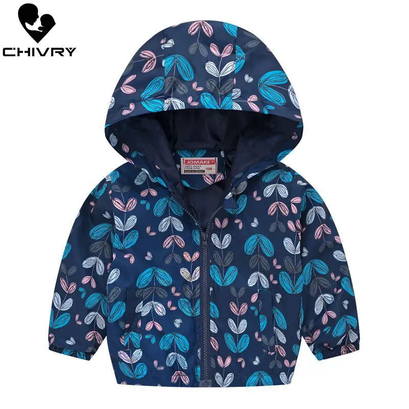 2023 Kids Clothes Boys Jackets Children Hooded Zipper Windbreaker Baby Fashion Print Coat Infant Waterproof Hoodies For Girls