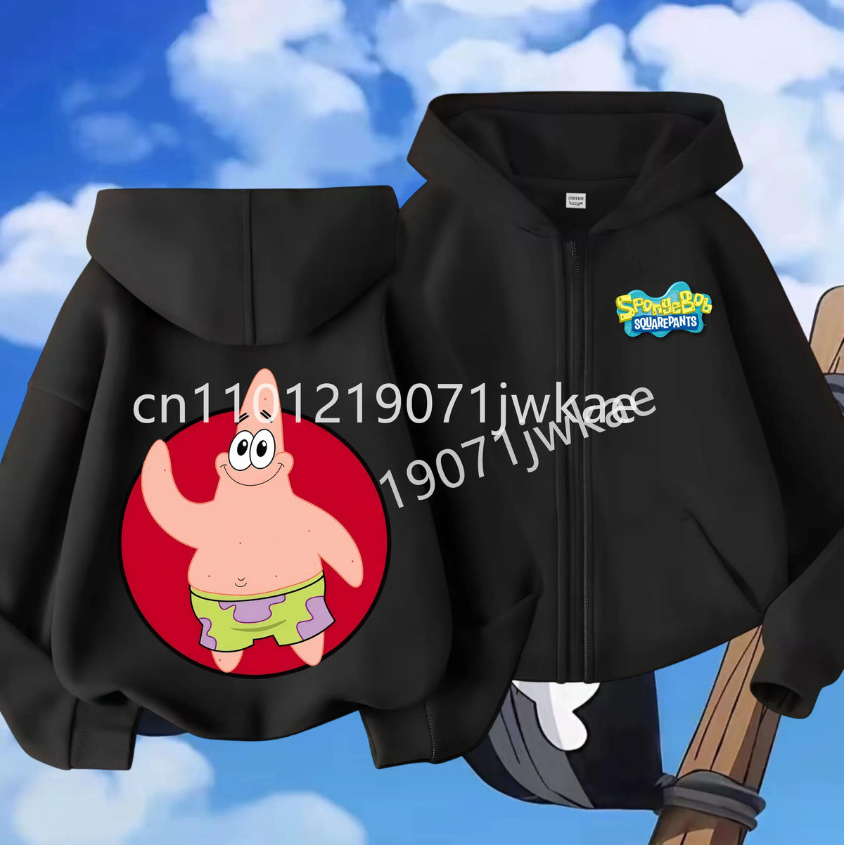 Hoodies Coat SpongeBob SquarePants Children Gifts Zipper Style Girls Boys Age 3-12 Kids Fashion Black Pink Fashion Sweatshirt