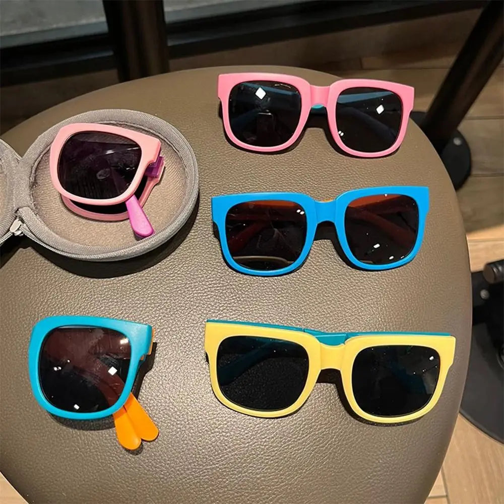 Outdoor Kids Sunglasses Vintage Square Frame UV 400 Foldable Sunglasses Shades for Toddler Boys and Girls