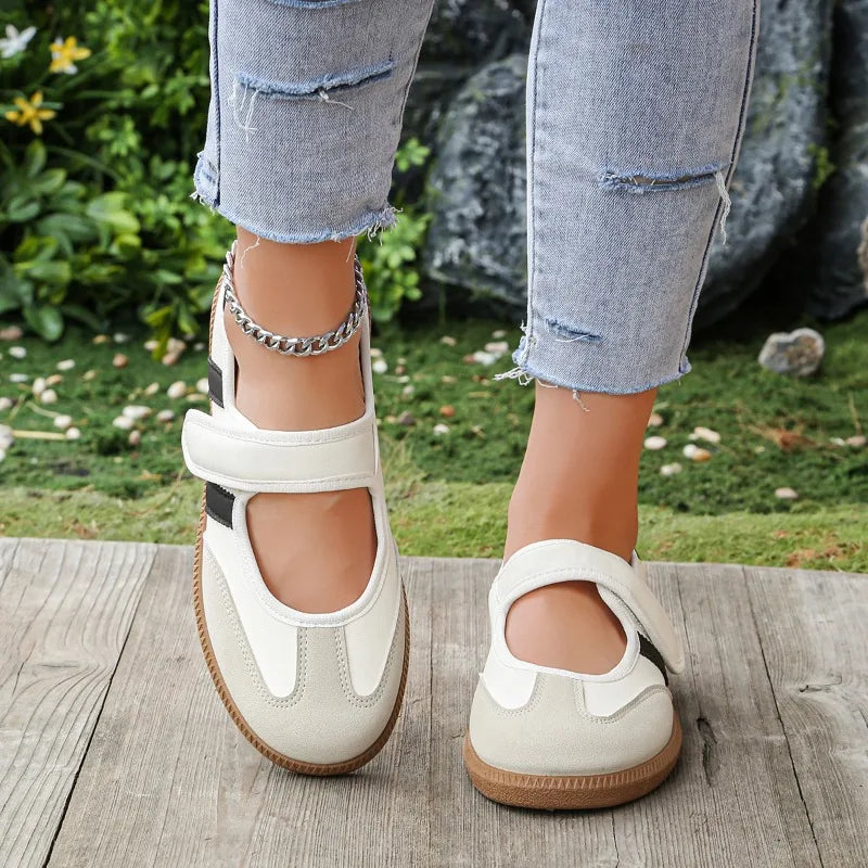 Women Sneakers 2026 New Striped Shallow Mouth Designer Shoes Spring Autumn Soft Soled Loafers Comfort Casual Female Sports Shoes