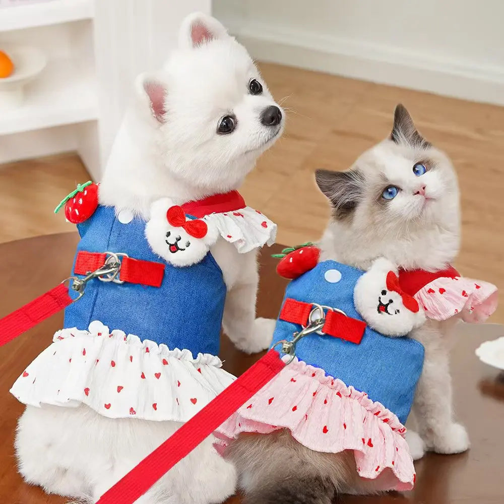 Beauty Spring Chef Back Pet Clothes for Teddy Bichon Small To Medium Yellow Dogs Cat Clothing Dress Stylish Dog and Cat Apparel