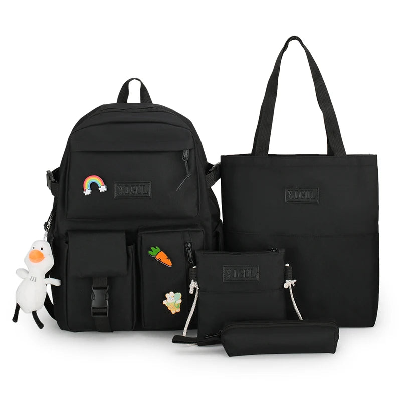 4 Pcs Sets Children's School Backpack Kawaii Women's Backpack Bookbag School Bags for Teens Girls mochilas para niñas 가방 рюкзак