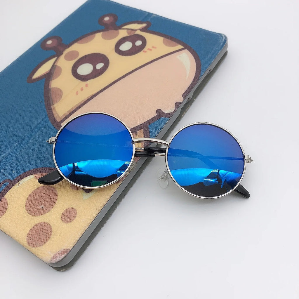Round Kids Sunglasses Metal Frame Vintage Boys Girls Punk Glasses UV400 Eyeglasses Children 2-8 Years Old Visor Mirror Eyewear