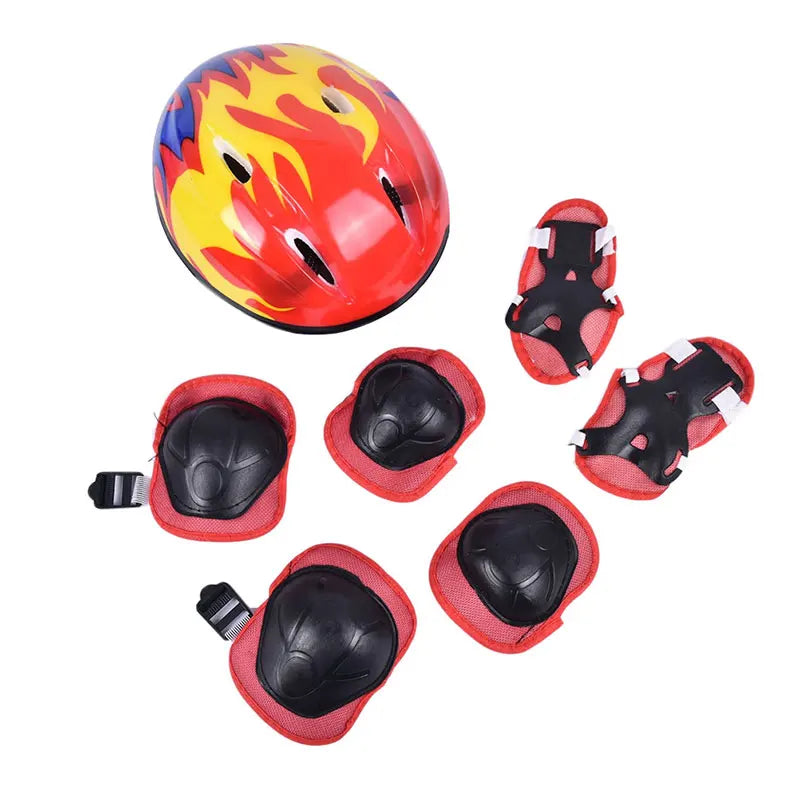 Children's Sports Bicycle Helmet Riding Balance Sliding Bike Hat Protective Set 7-piece Equipment