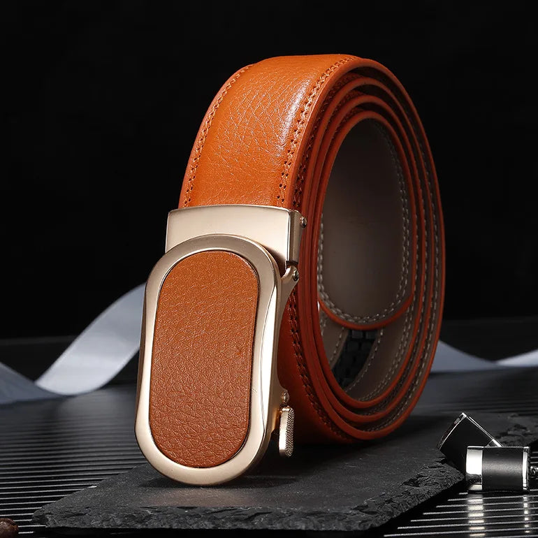 3.5CM multicolor Men Belts Automatic Buckle Belt Genune Leather High Quality Belts For Men Leather Strap Casual Buises for Jeans