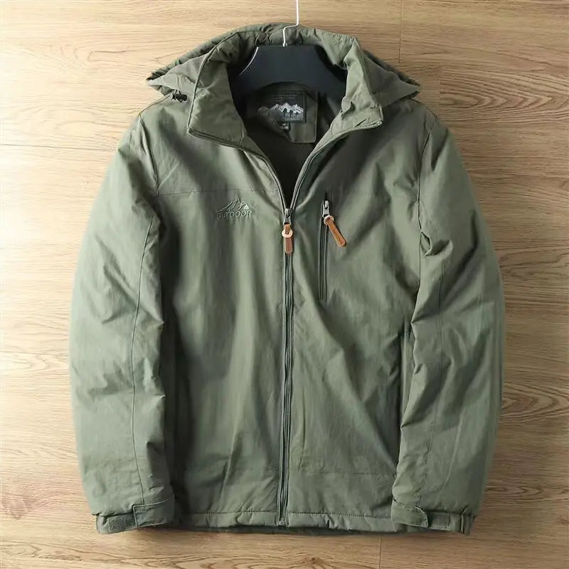 For autumn and winter, men's casual, detachable, hooded, windbreaker, loose and warm jacket