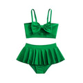 Girls Swimsuits Sets Summer Children Cute Bow Separate Swimsuit Two Piece Outfits Kids Fashion Beach Top with Skirt Suits