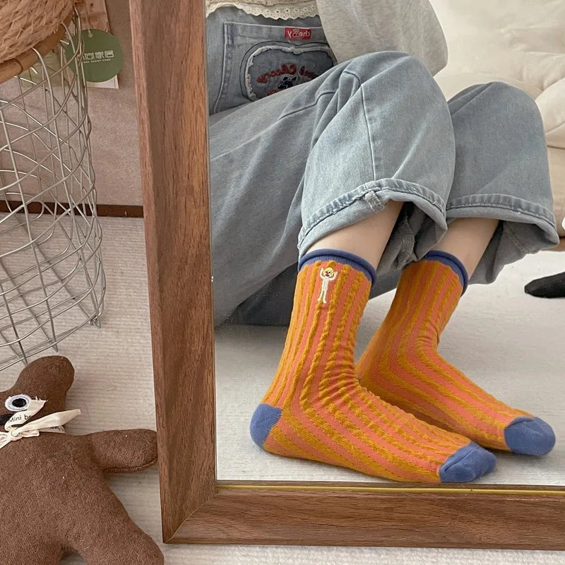 Women's Sock Kawaii Cute Cartoon Female Spring Summer Autumn Cotton Mid-tube Japanese Personality Funny Wearing Ins Socks