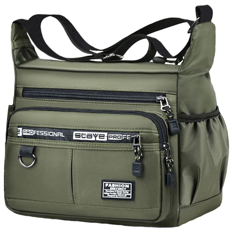 Men's Business Crossbody Bag with Multi-Layered Pockets Adjustable Shoulder Strap for Work Travel