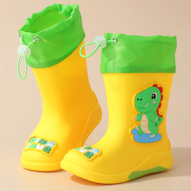 Kids Rain Boots For Girls Cartoon Unicorn Rabbit Spaceman Dinosaur Pattern Rubber Rainboot Boys Children Waterproof Shoes