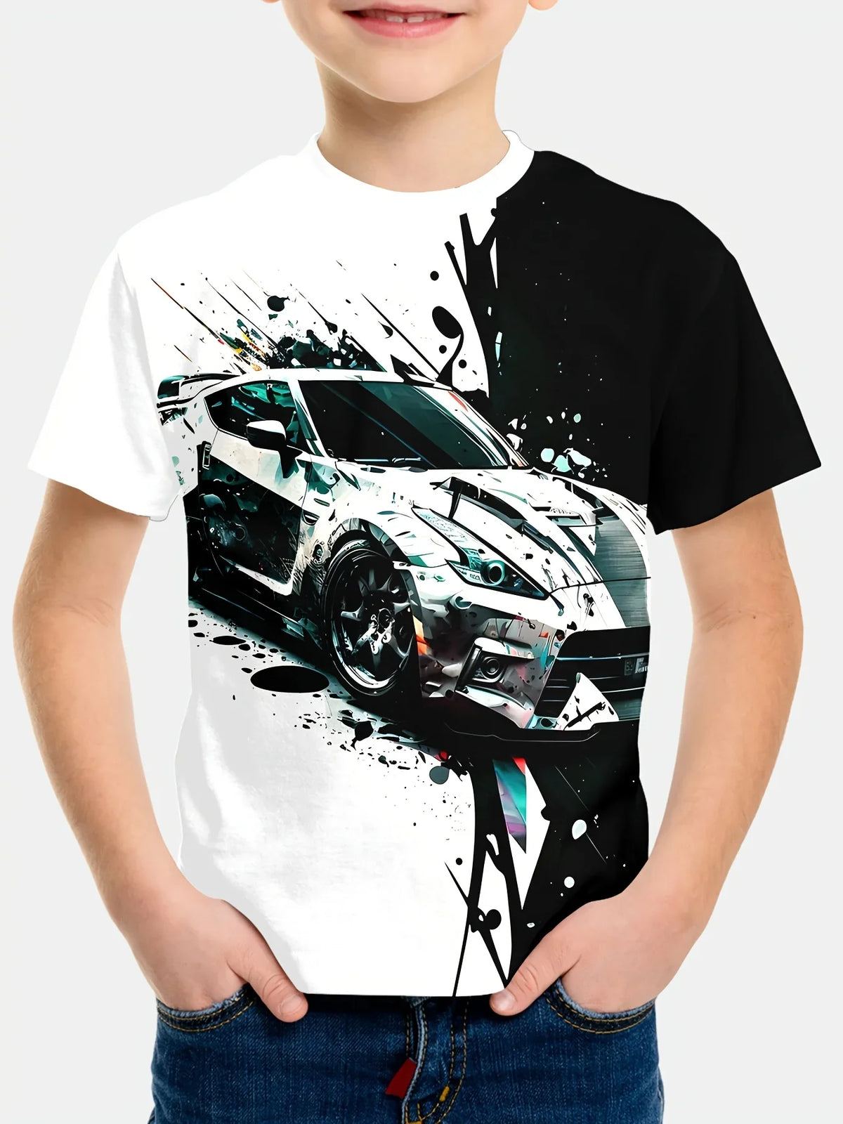 Kids Clothes Boys Tshirt Short Sleeve Stylish Car Racing Graphic T Shirts Children Summer Clothes Casual Streetwear Boys Clothes