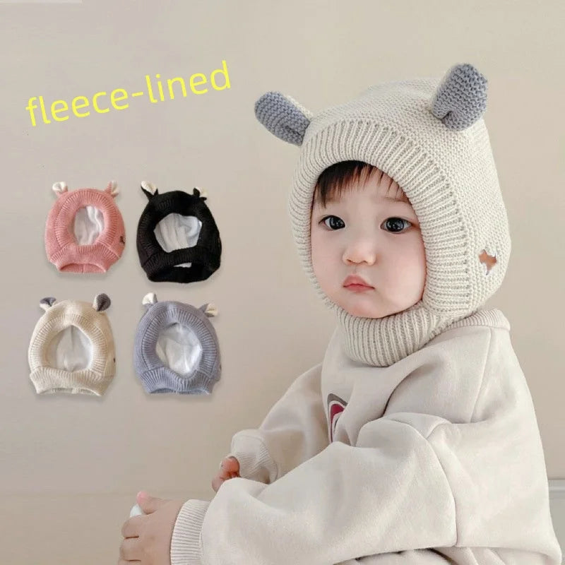 Baby Hats 1-4 Years Boys Girls Cute Ears Bonnet Winter Warm Thicken Caps Children's Earflap Hat Kids Winter Beanies Cap