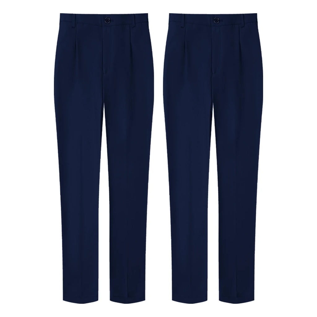 Kids Pants Boys Black School Uniforms Teenagers Formal Adjustable Waist Trousers Children Navy Blue Grey Birthday Gift Clothes
