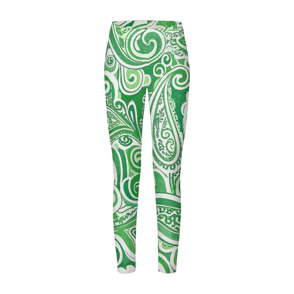 Women High-Waisted Vintage Paisley Print Sports Leggings Full Length Athletic Pants for Yoga Fitness and Casual Boho Chic Wear