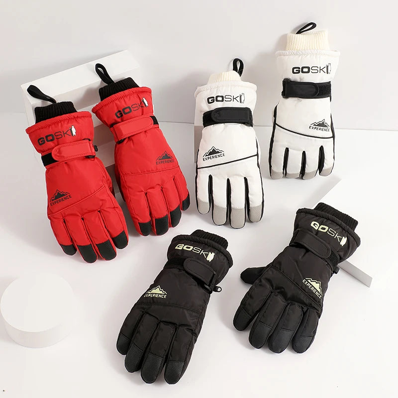 Winter Ski Gloves for Children Warm Thicken Gloves for Boys Girls Outdoor Sports Kids Skiing Riding Mittens Anti Slip