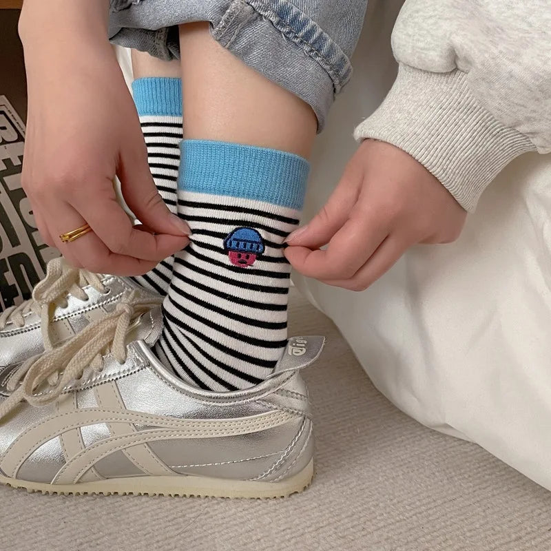 Women's Sock Kawaii Cute Cartoon Female Spring Summer Autumn Cotton Mid-tube Japanese Personality Funny Wearing Ins Socks