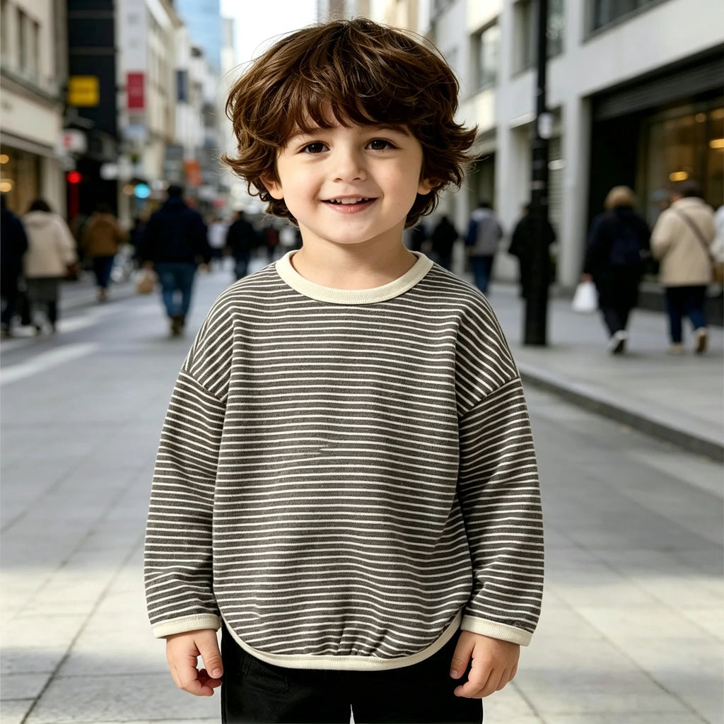 Baby Boys Long Sleeved Sweatshirts Spring Autumn And Winter Toddlers Clothing Children's Fashion Casual Comfortable Striped Tops
