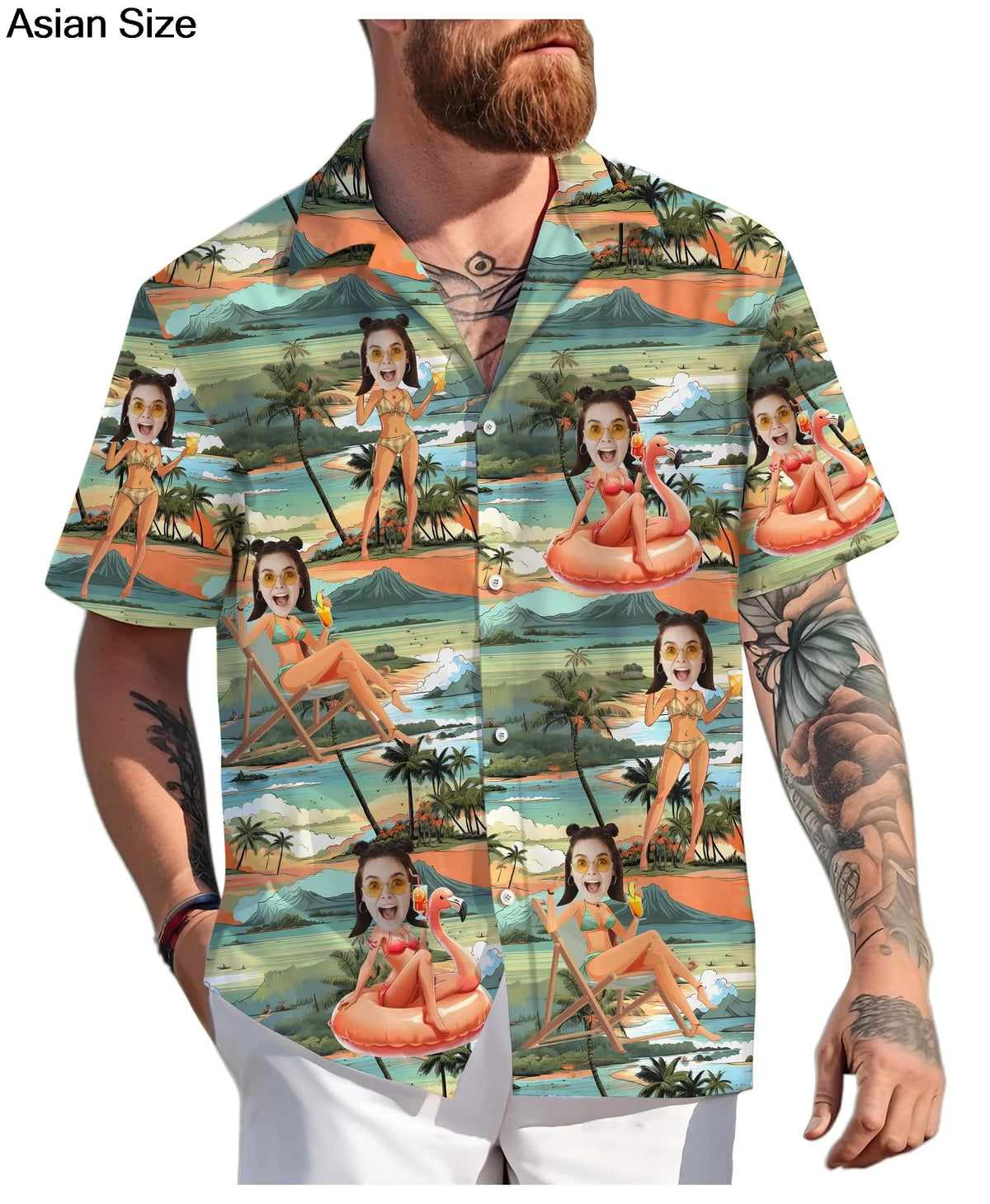 Custom Hawaiian Shirts With Face Women Fuuny Personalized Hawaii Gifts Girlfriend Couple Blouses Unisex Beach Diy Female Clothes