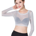 Women Slim Transparent Mesh T Shirts Girl Full Sleeve High Stretchy Crop Top T-shirt Female Tops Tees
