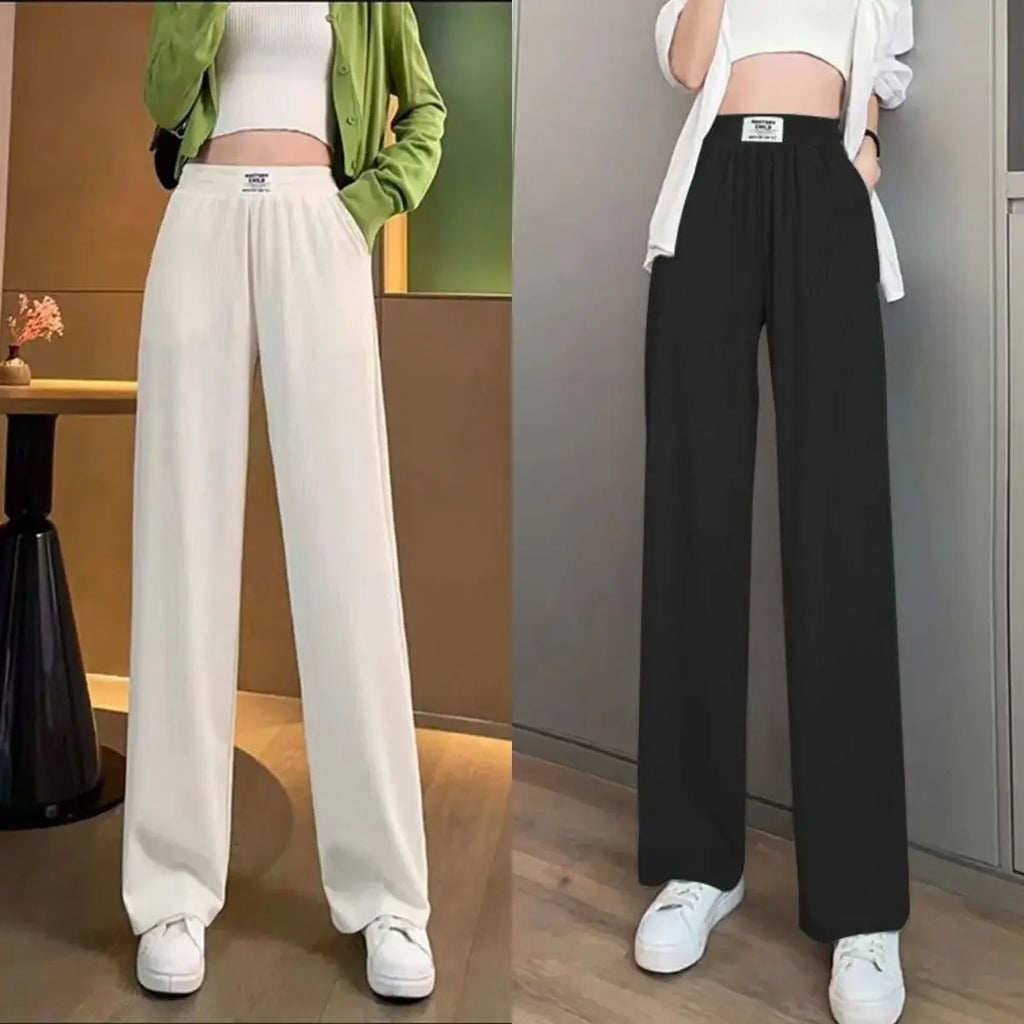 Blue Drape Thin Width Trousers Straight Summer Women's Pants Vintage Loose Baggy Boot Pant Female Korean Wide Leg Fashion Fluid