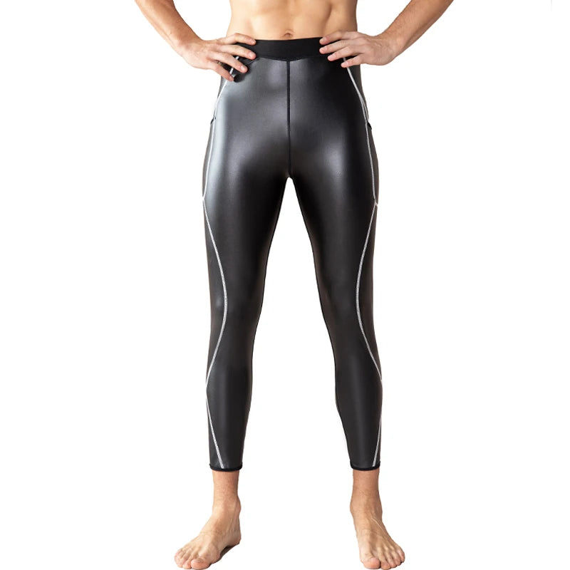 Men Fashion Leather jacket with Pockets Leather Pants Body Shaper Waist Trainer High Waist Control Panties Fitness Leather Shirt