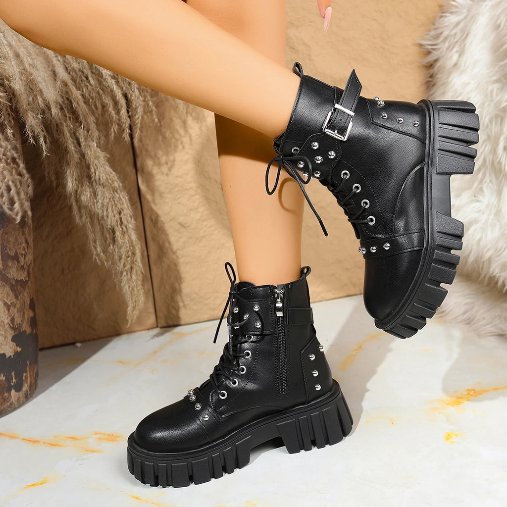 2025 Women Ankle Boots Fashion Comfortable Elegant Anti-slip Boots Walking Platform Designer Shoes for Women Zapatos De Mujer