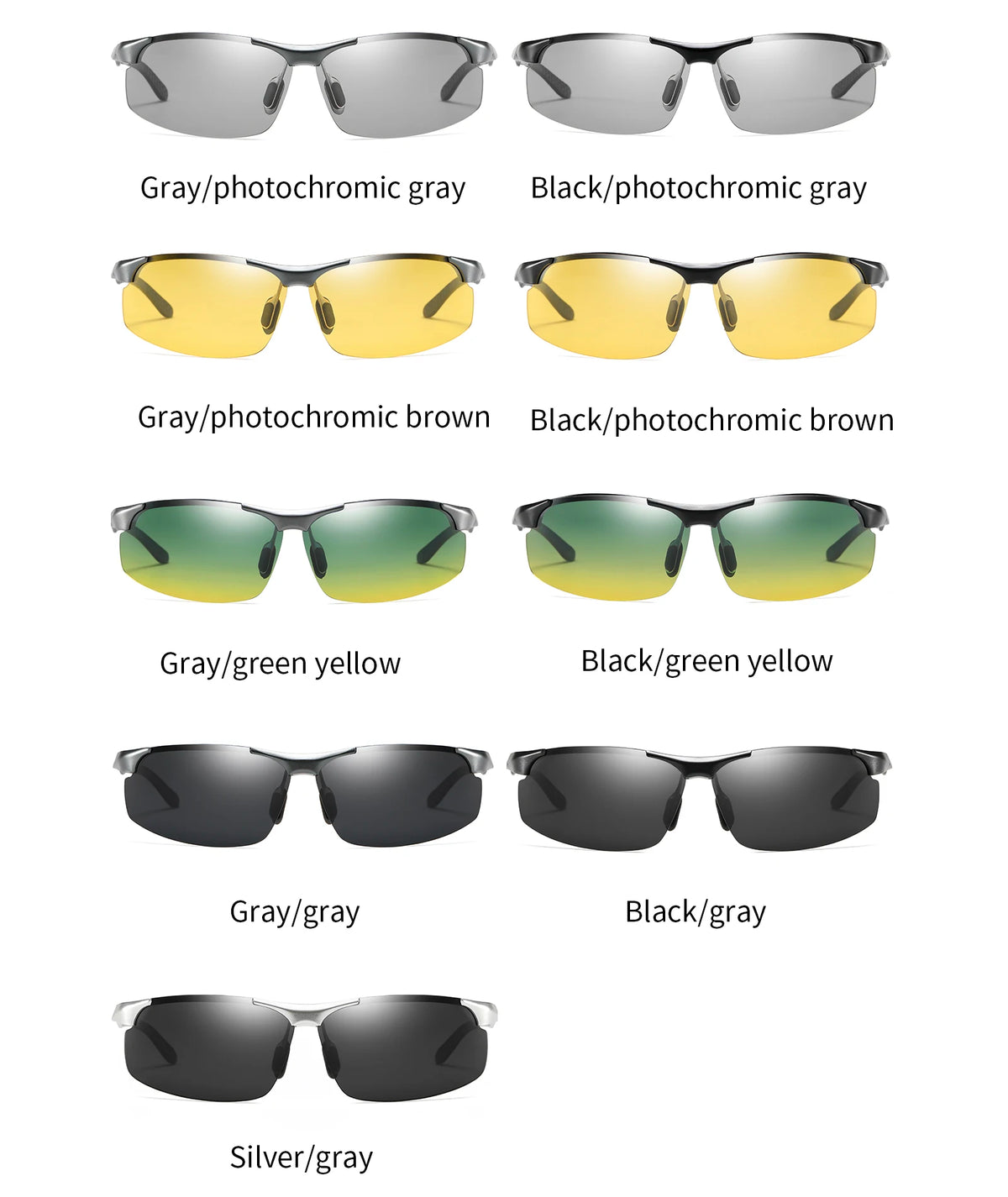 Sunglasses For Men Fashion Day Glasses For Night Vision Photochromic Outdoor Driving Rimless Male Polarized UV400 Lens VT2173