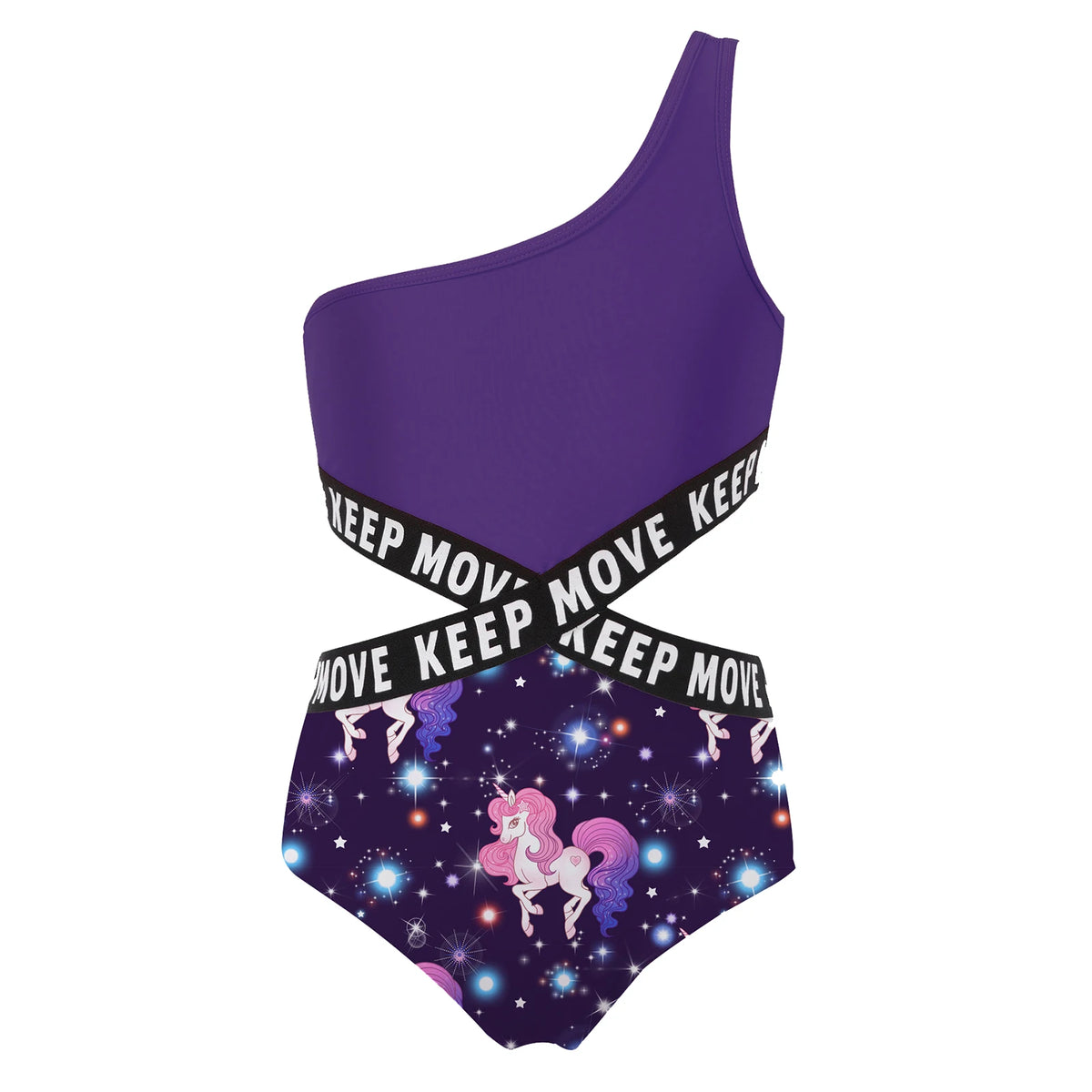 Kids Girls Hollow Out One-piece Swimwear Single Shoulder Letter Print Bodysuit Swimsuit Pool Bathing Suit Beachwear Sportswear