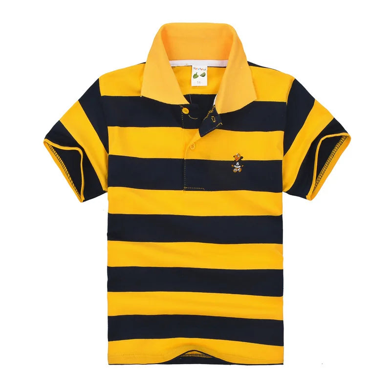 Kids Polo Shirts Summer Children's Short Sleeve Boys Top Polo Shirt Color Striped 2Y-12Y Teens Cotton Girls School Shirts