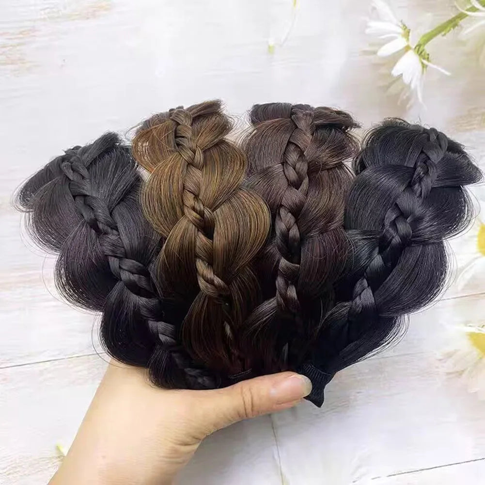 Women Wig- Headbands For Women Wide Fishbone Braids Hairbands Handmade Retro Head Hoop Hair Styling Headwear Accessories