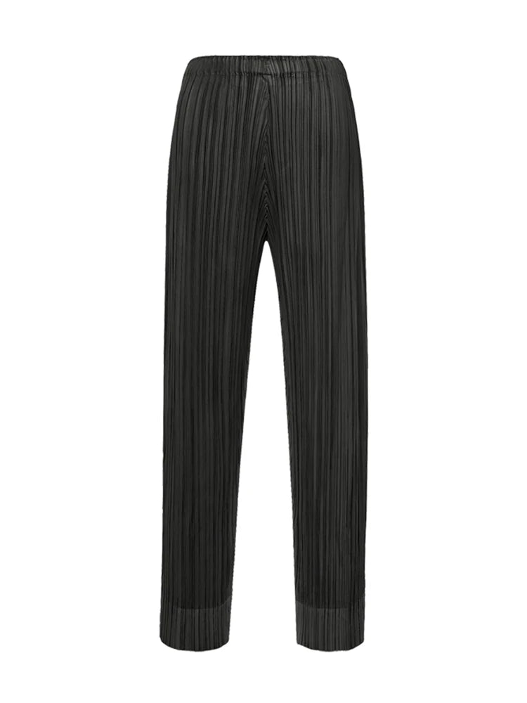Miyake Pleated Simple Casual Ankle-Length Pants Spring Summer Autumn Pencil Pants Korean Fashion Women Basics Trousers In Stock