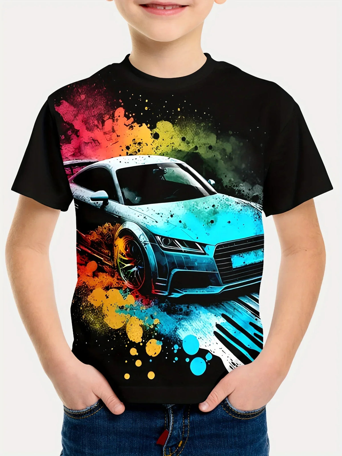 Kids Clothes Boys Tshirt Short Sleeve Stylish Car Racing Graphic T Shirts Children Summer Clothes Casual Streetwear Boys Clothes