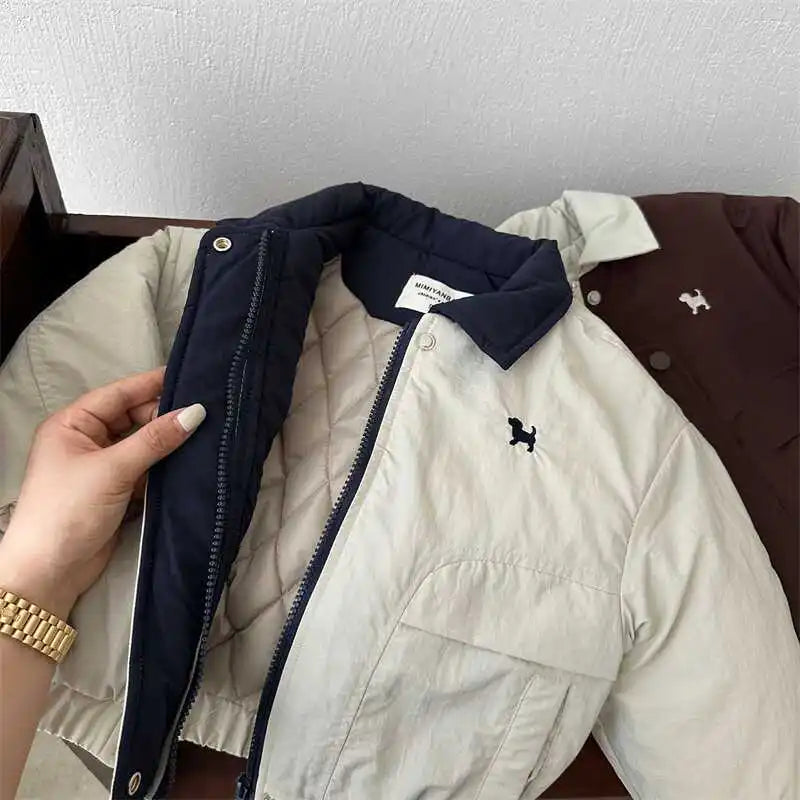Children's Thin Jacket Winter Warm Coat Boys Cartoon Cotton Clothes Autumn New Girls' Baseball Jacket Kids Outwears