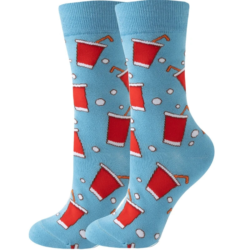 Cute Women Socks Cartoon Animal Food Fruit Socks  Kawaii Funny  Trendy Socks Happy Harajuku Casual Socks Autumn Spring Stocking