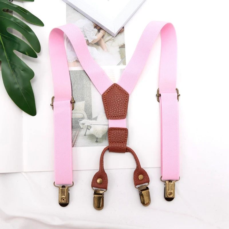 Kids Suspenders leather Clip-on Straps Adjustable Elastic Y-Back Brace Children Boy Girl Braces Baby Wedding Tie Accessories