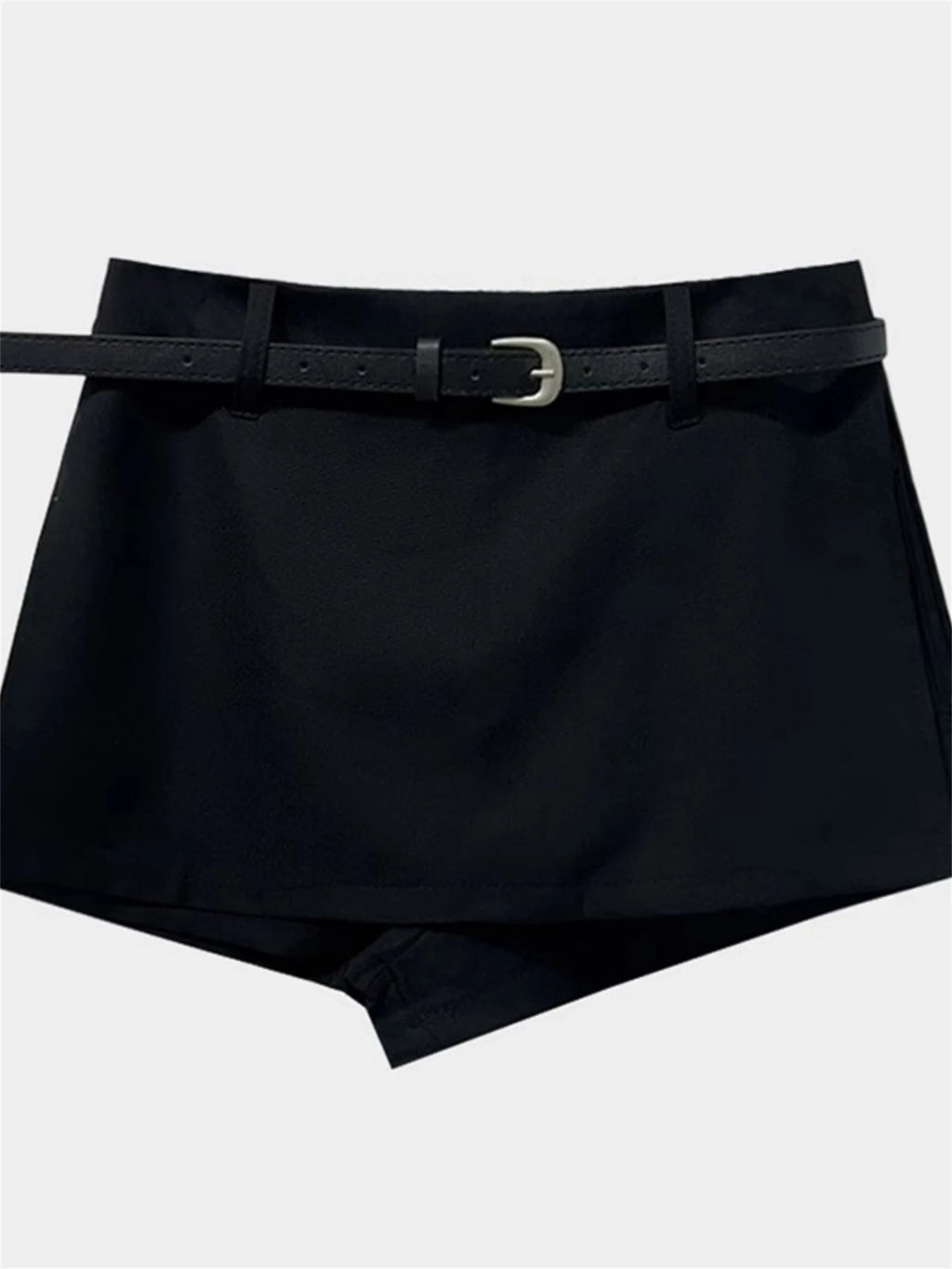High Waist A-Line  Skirt Suit Bla Women's Korean Sle Belted f-length Skirt Commute Stand Fit Summer Collection